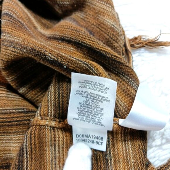 Jones New York Sport Striped Earth Toned Turtleneck with Tassel Hemline Medium. - Picture 6 of 11